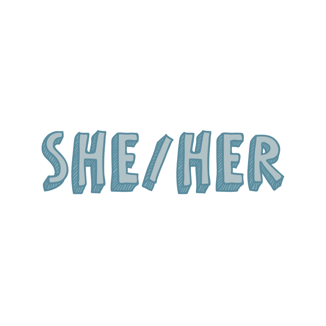 Pronoun stickers: She/her he/him they/them ze/hir - Anxiety Productions