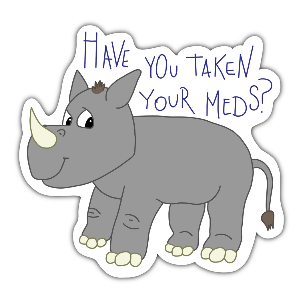 Meds Reminder Rhino Sticker - Anxiety Productions