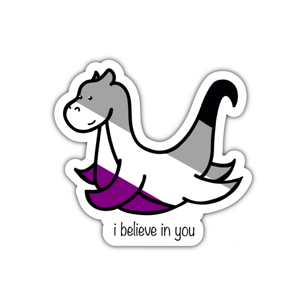 I believe in you LGBTQIA+ loch ness monster: Bi ace pan trans nonbinary genderqueer flag - Anxiety Productions